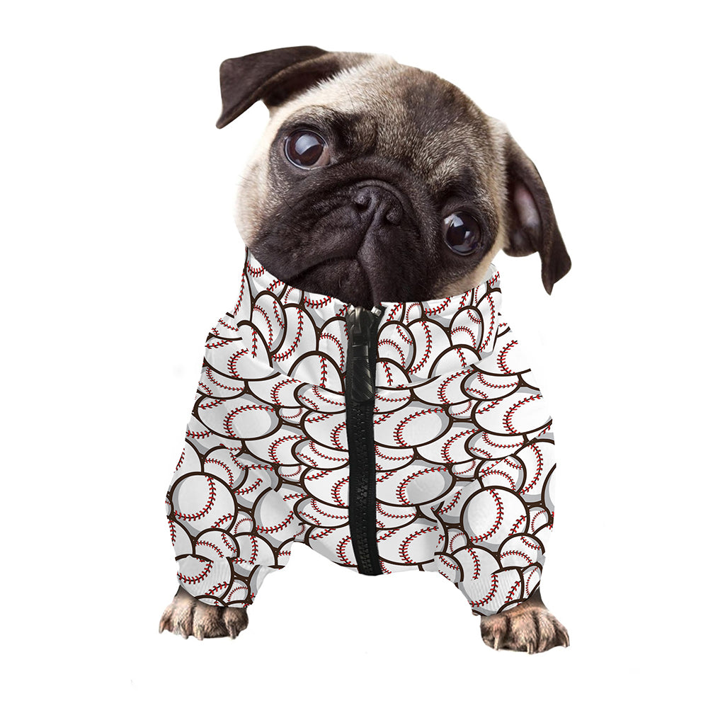Baseballs Pattern Print Dog Zip Up Jacket