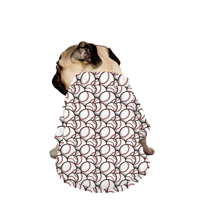 Baseballs Pattern Print Dog Zip Up Jacket