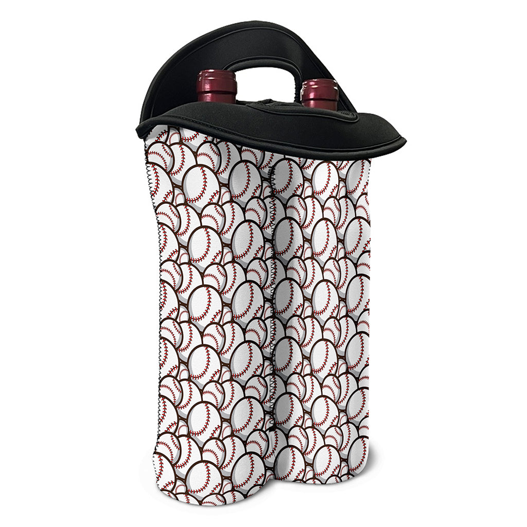Baseballs Pattern Print Double Neoprene Wine Tote
