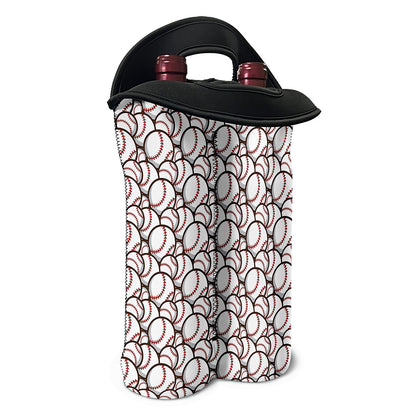 Baseballs Pattern Print Double Neoprene Wine Tote