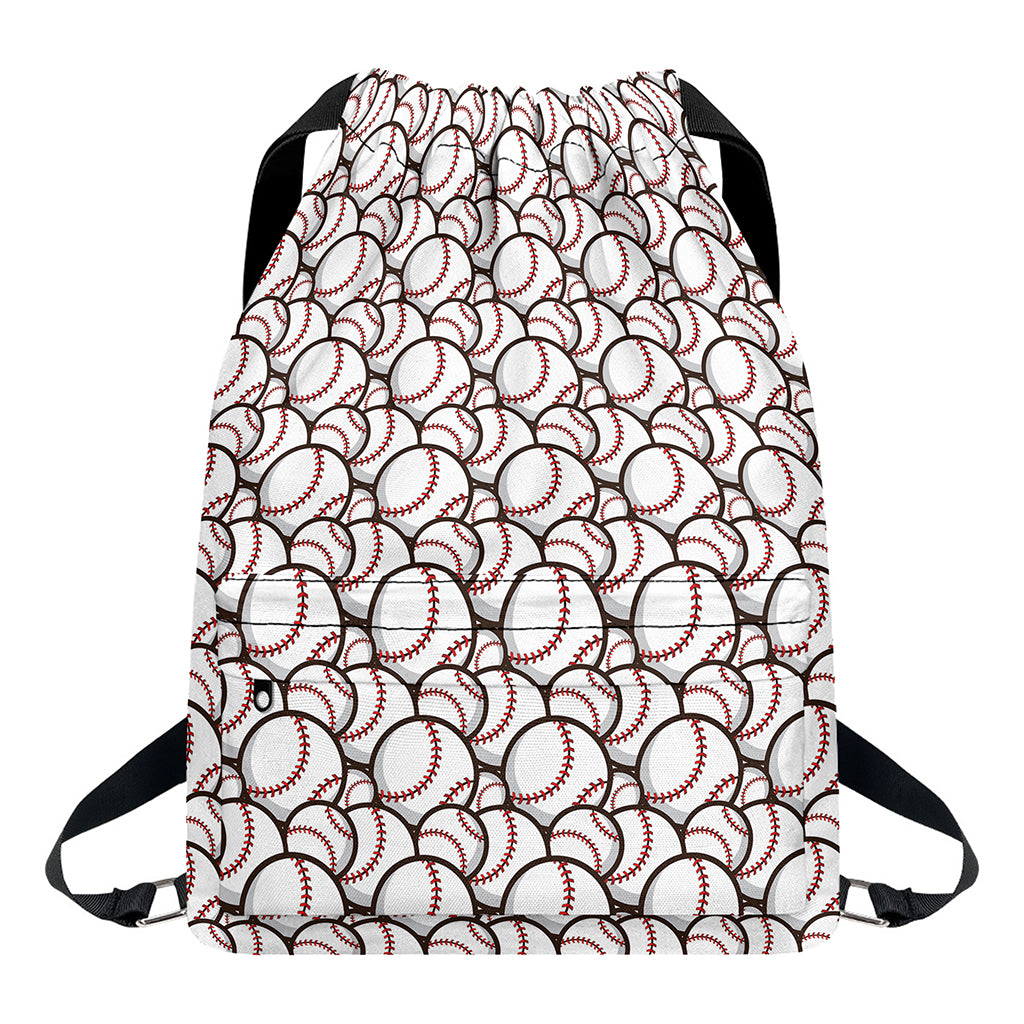 Baseballs Pattern Print Drawstring Backpack