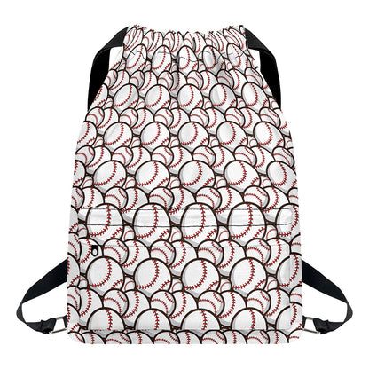 Baseballs Pattern Print Drawstring Backpack