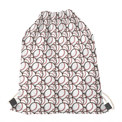 Baseballs Pattern Print Drawstring Bag