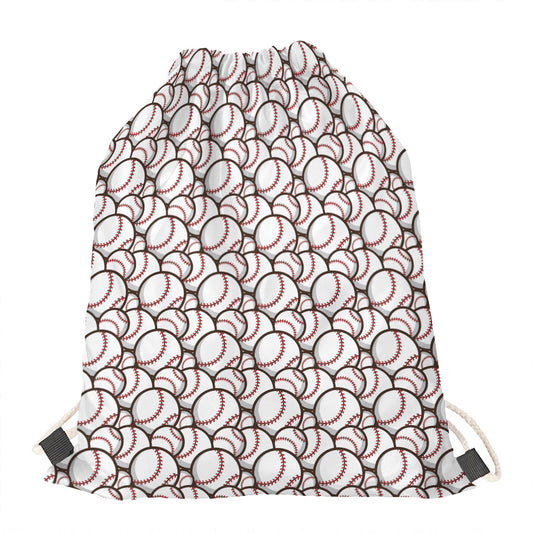 Baseballs Pattern Print Drawstring Bag