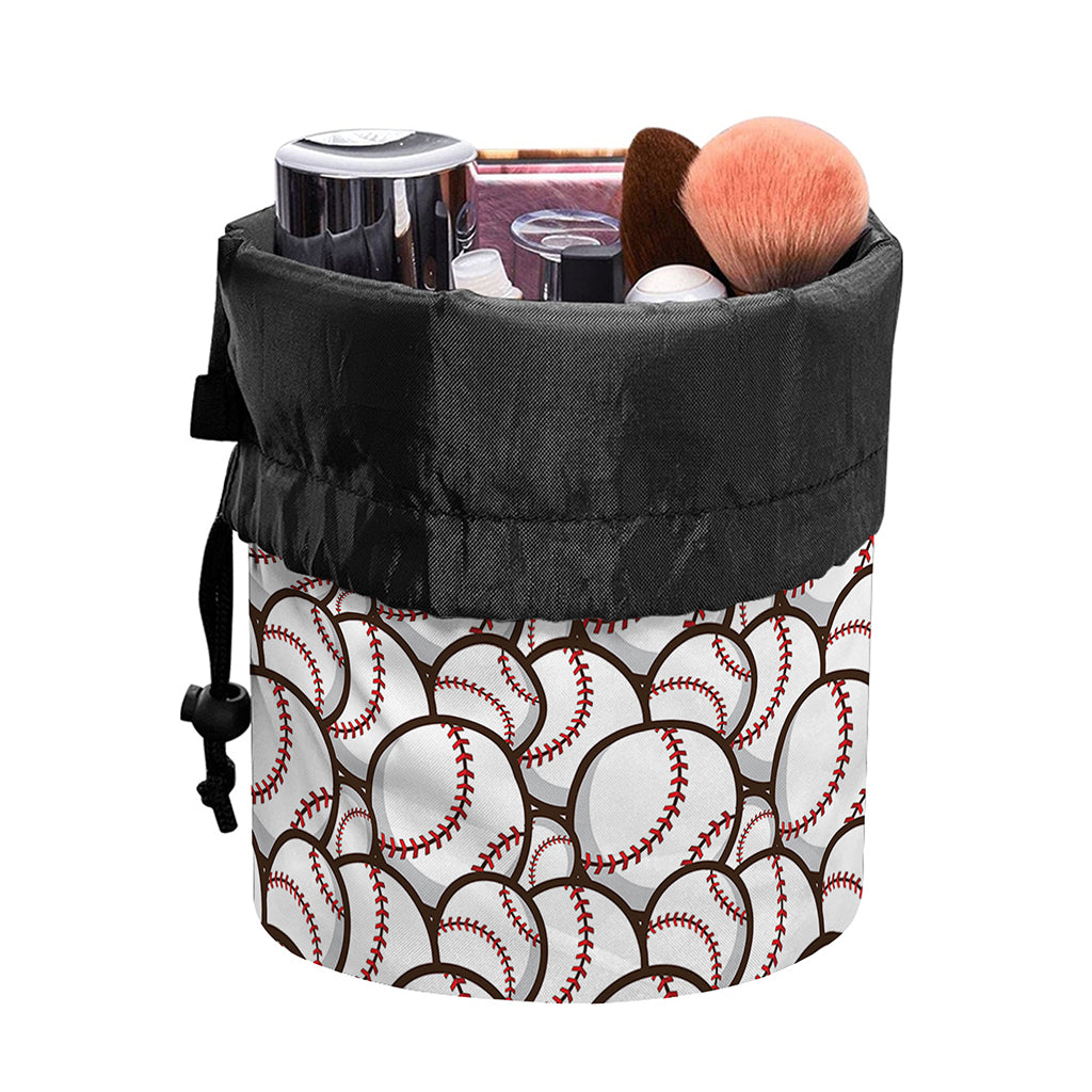 Baseballs Pattern Print Drawstring Makeup Bag