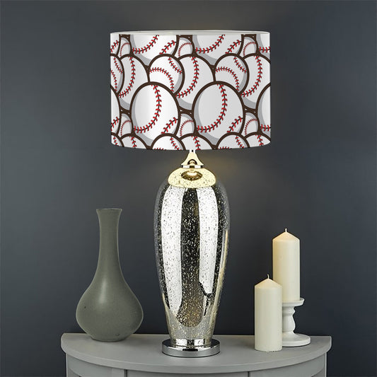 Baseballs Pattern Print Drum Lamp Shade