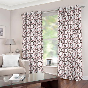 Baseballs Pattern Print Extra Wide Grommet Curtains