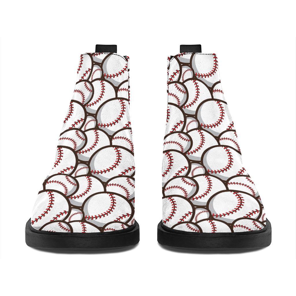Baseballs Pattern Print Flat Ankle Boots