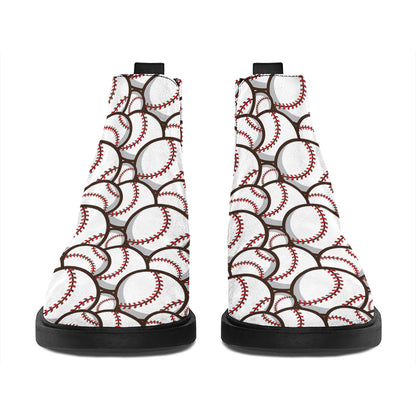 Baseballs Pattern Print Flat Ankle Boots
