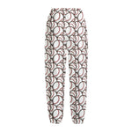 Baseballs Pattern Print Fleece Lined Knit Pants