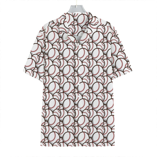 Baseballs Pattern Print Hawaiian Shirt