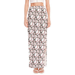 Baseballs Pattern Print High Slit Maxi Skirt