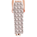Baseballs Pattern Print High Slit Maxi Skirt