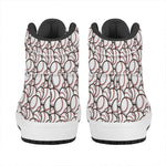 Baseballs Pattern Print High Top Leather Sneakers