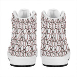 Baseballs Pattern Print High Top Leather Sneakers