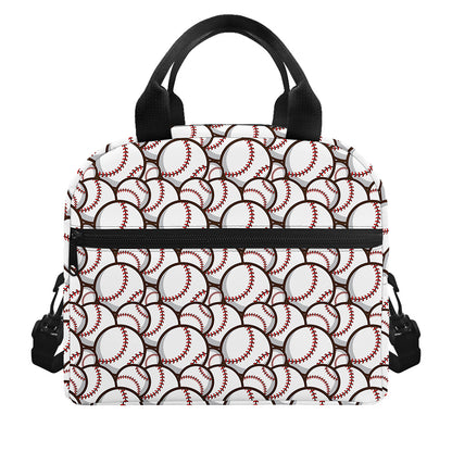 Baseballs Pattern Print Insulated Lunch Bag