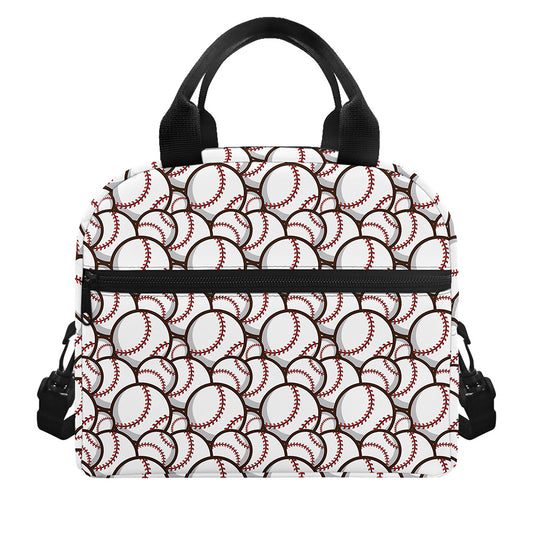 Baseballs Pattern Print Insulated Lunch Bag