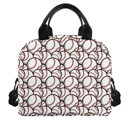 Baseballs Pattern Print Insulated Lunch Bag