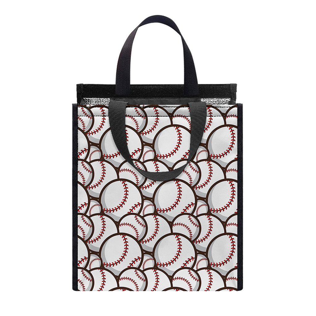 Baseballs Pattern Print Insulated Lunch Tote