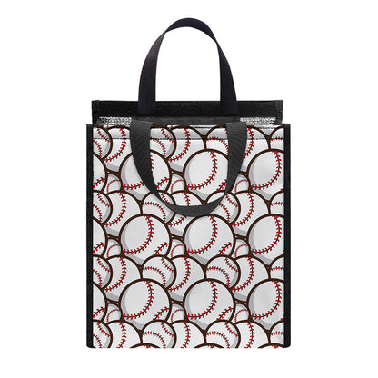 Baseballs Pattern Print Insulated Lunch Tote