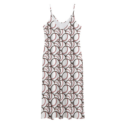 Baseballs Pattern Print Jersey Midi Cami Dress