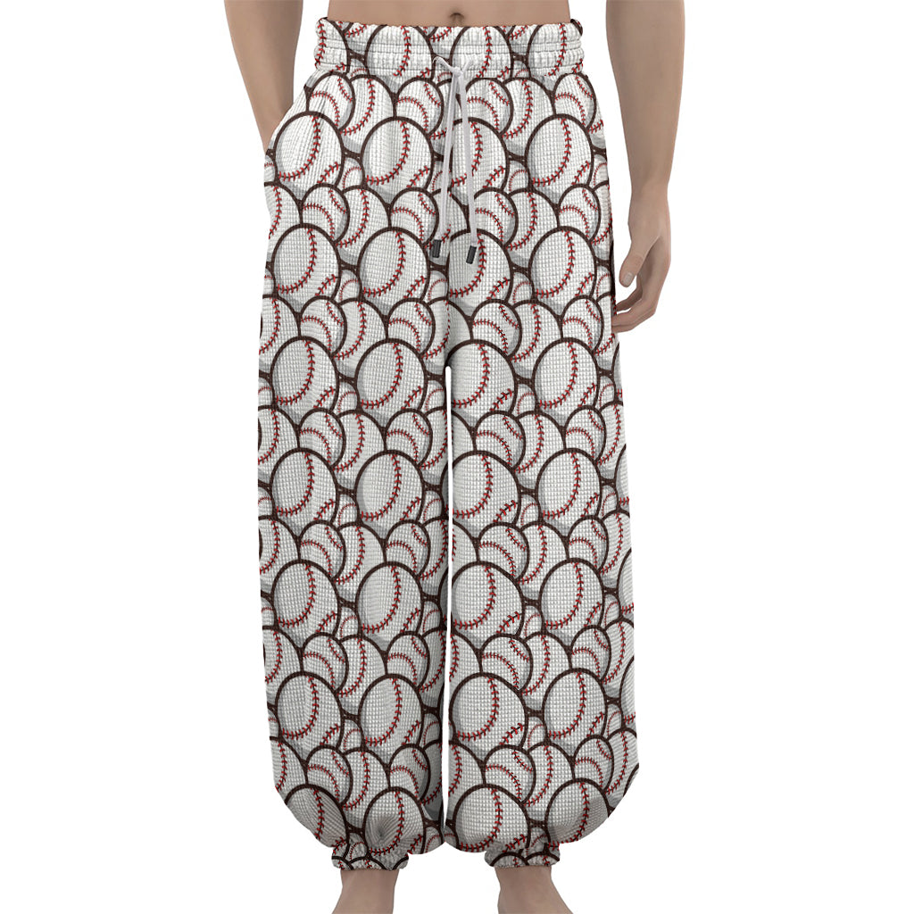 Baseballs Pattern Print Lantern Pants