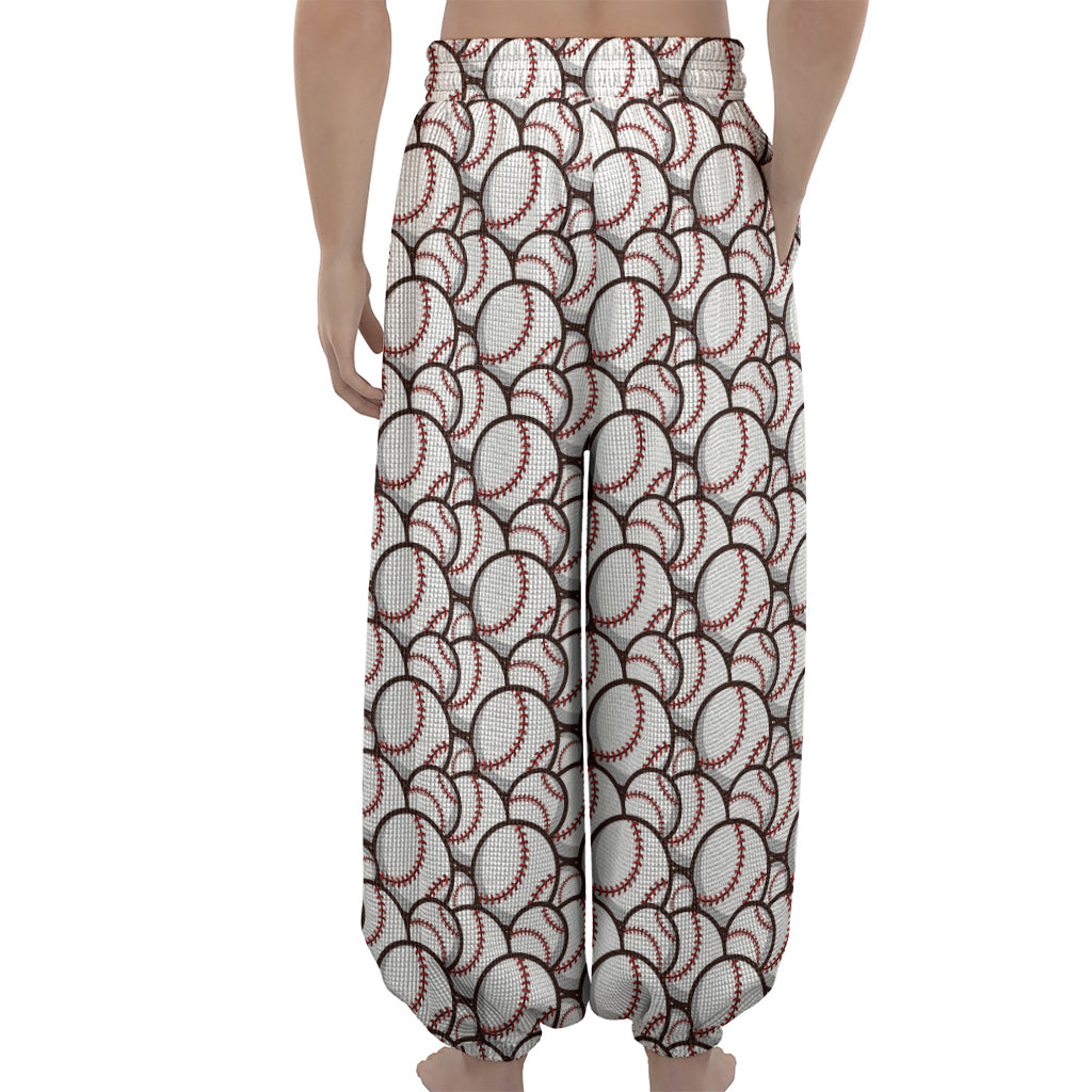 Baseballs Pattern Print Lantern Pants