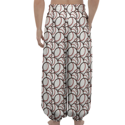 Baseballs Pattern Print Lantern Pants