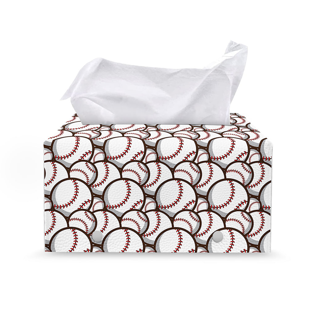 Baseballs Pattern Print Leather Tissue Box Cover