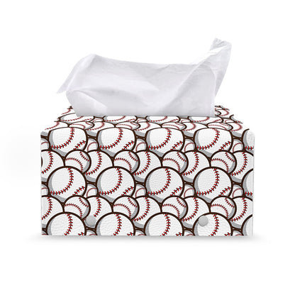 Baseballs Pattern Print Leather Tissue Box Cover