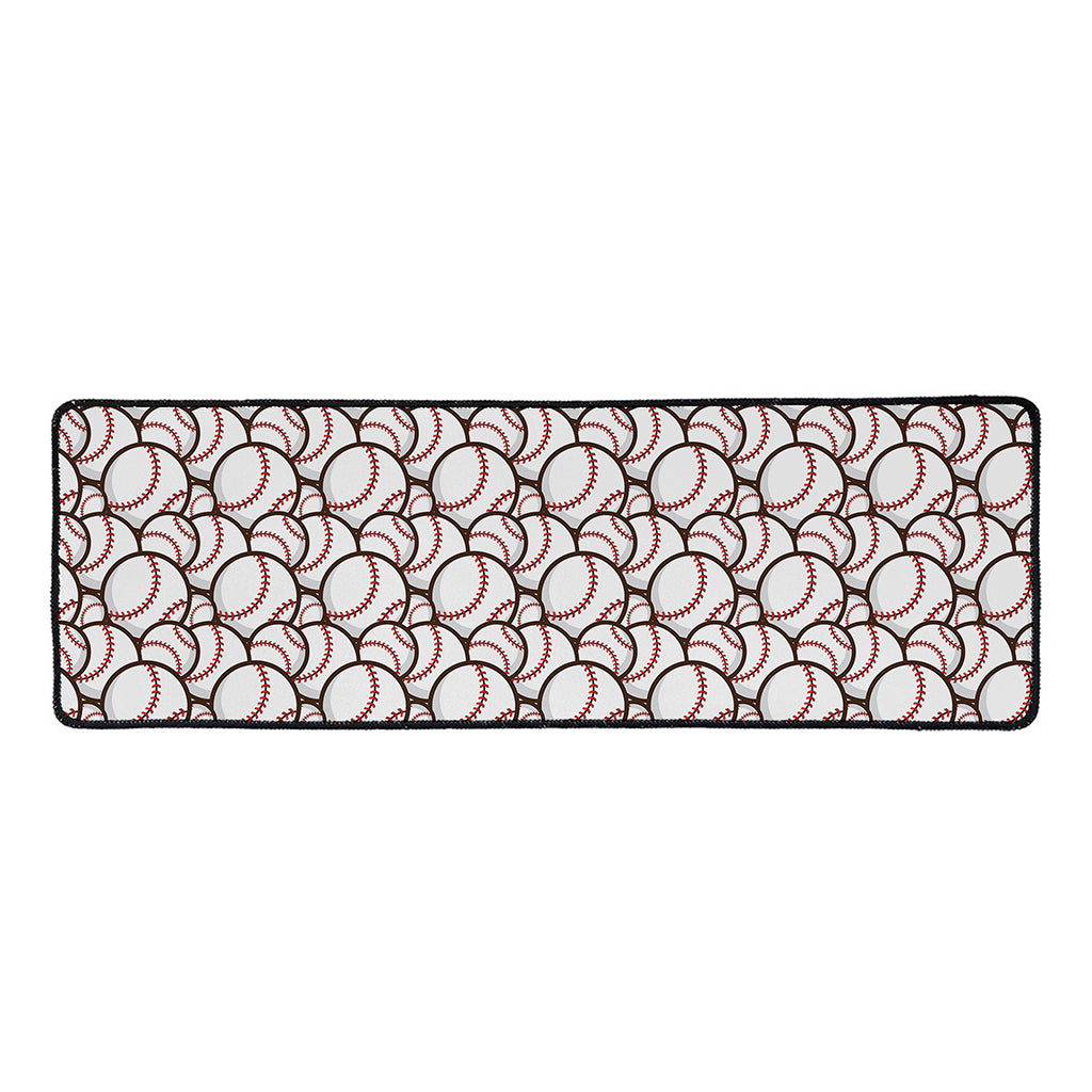 Baseballs Pattern Print Long Kitchen Mat