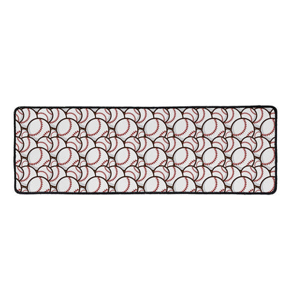 Baseballs Pattern Print Long Kitchen Mat