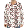 Baseballs Pattern Print Long Sleeve Baseball Jersey