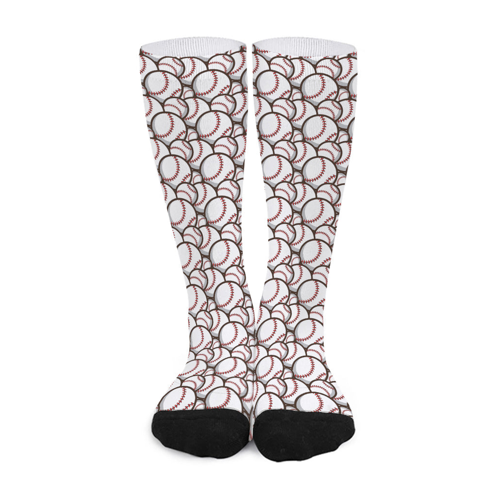 Baseballs Pattern Print Long Socks