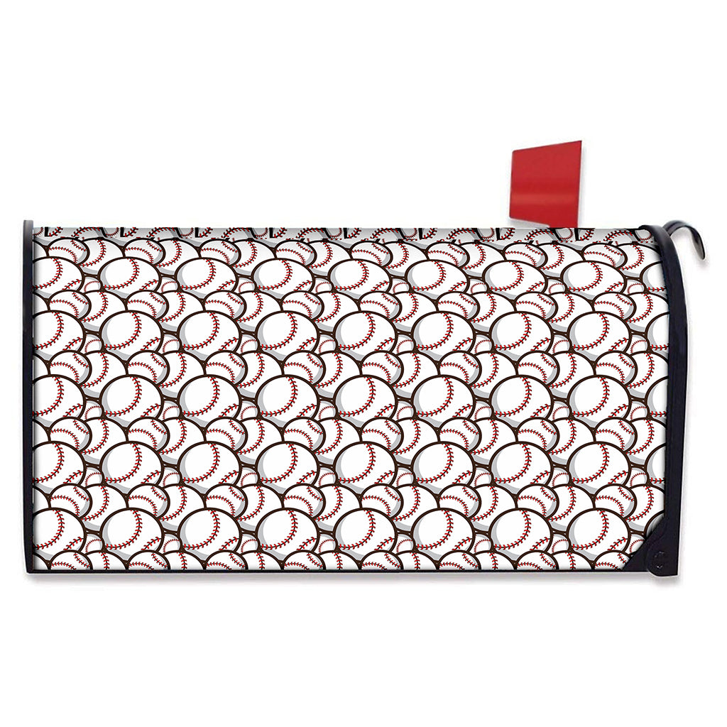Baseballs Pattern Print Mailbox Cover
