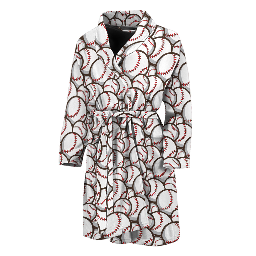 Baseballs Pattern Print Men's Bathrobe