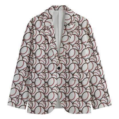 Baseballs Pattern Print Men's Blazer