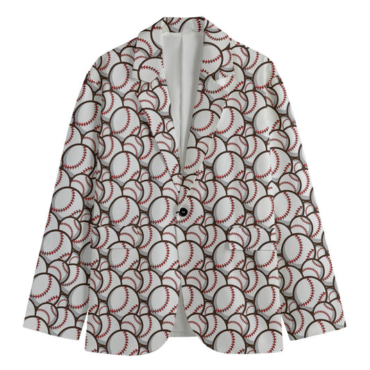 Baseballs Pattern Print Men's Blazer