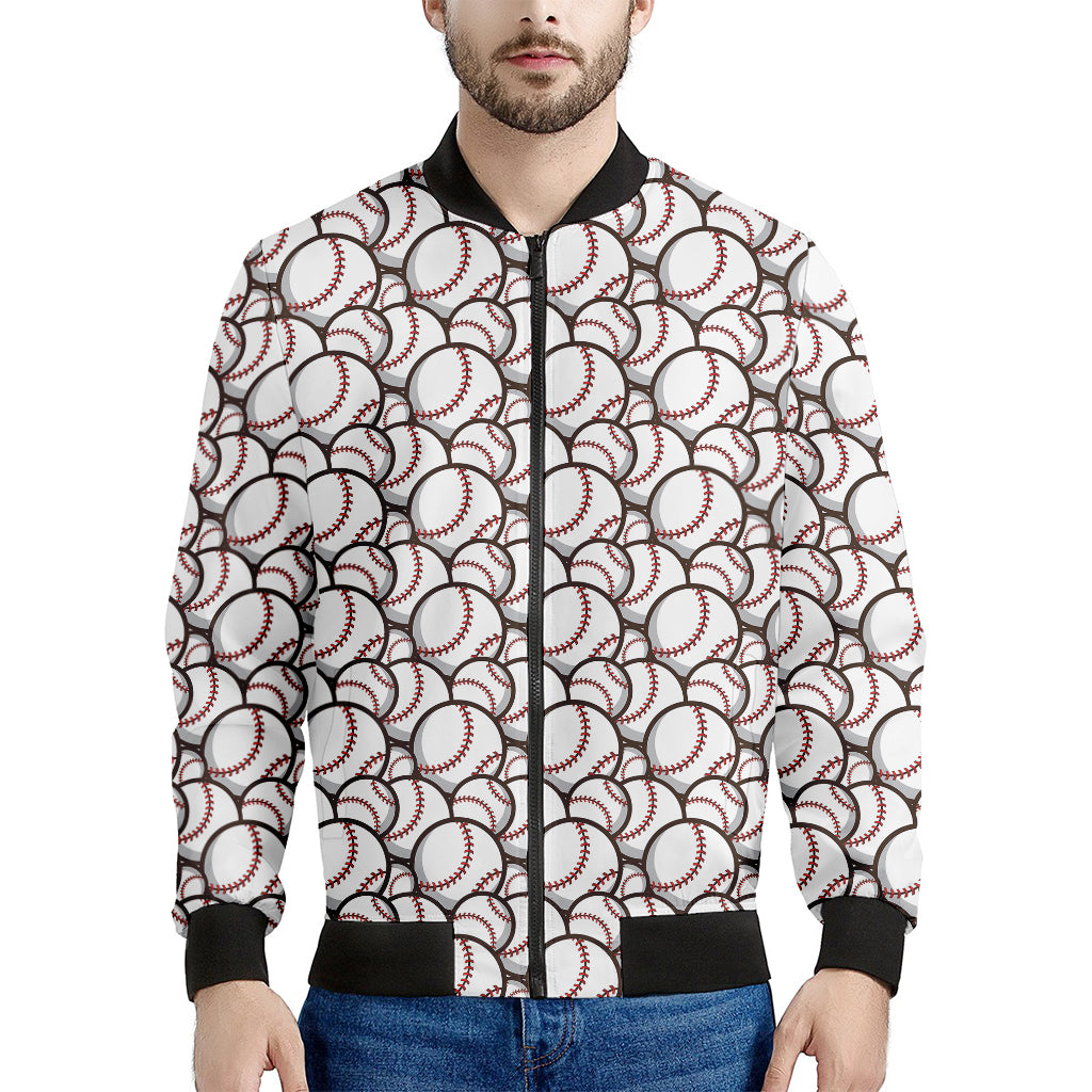 Baseballs Pattern Print Men's Bomber Jacket