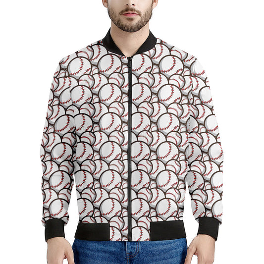 Baseballs Pattern Print Men's Bomber Jacket