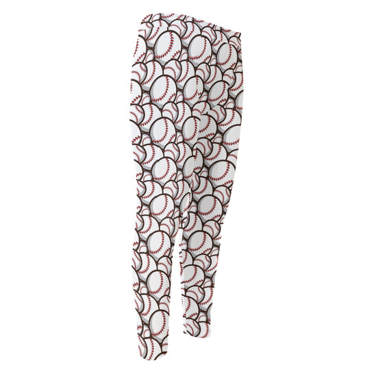Baseballs Pattern Print Men's Compression Pants