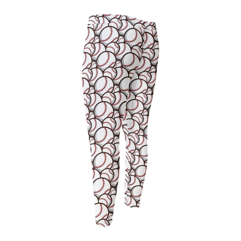 Baseballs Pattern Print Men's Compression Pants