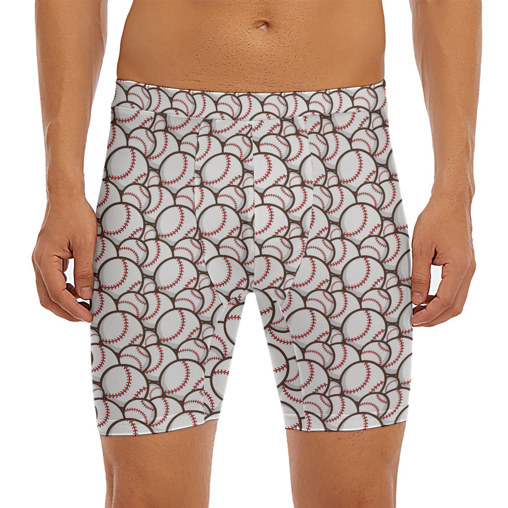 Baseballs Pattern Print Men's Long Boxer Briefs