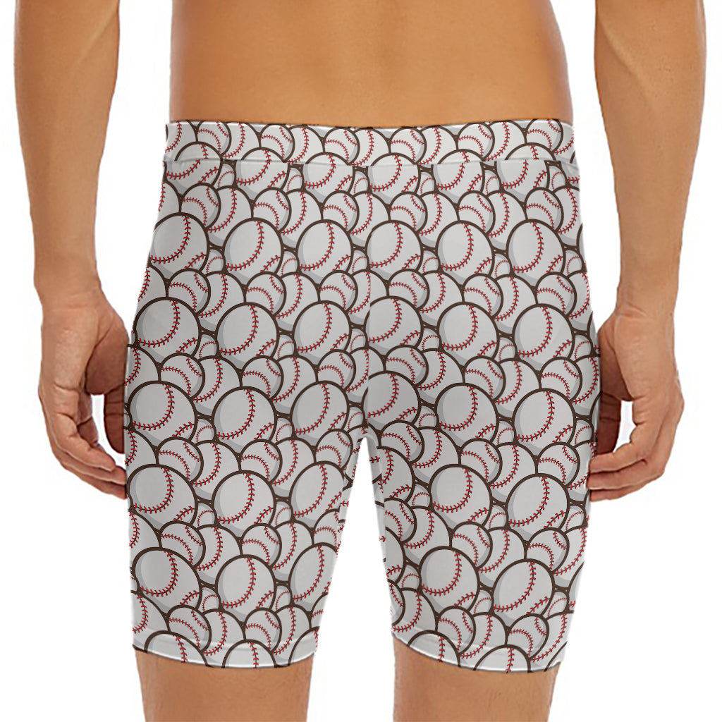 Baseballs Pattern Print Men's Long Boxer Briefs