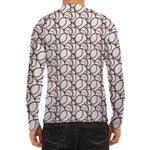 Baseballs Pattern Print Men's Long Sleeve Rash Guard