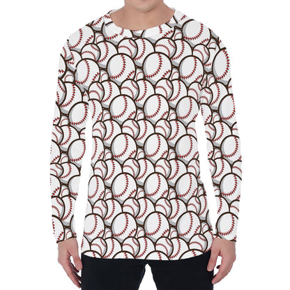 Baseballs Pattern Print Men's Long Sleeve T-Shirt