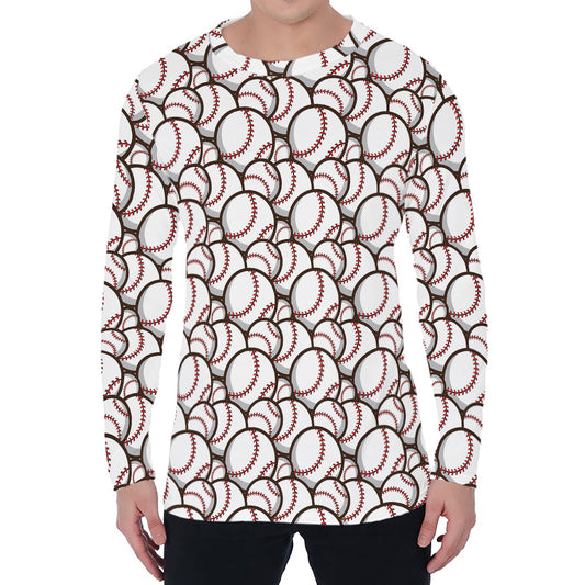 Baseballs Pattern Print Men's Long Sleeve T-Shirt