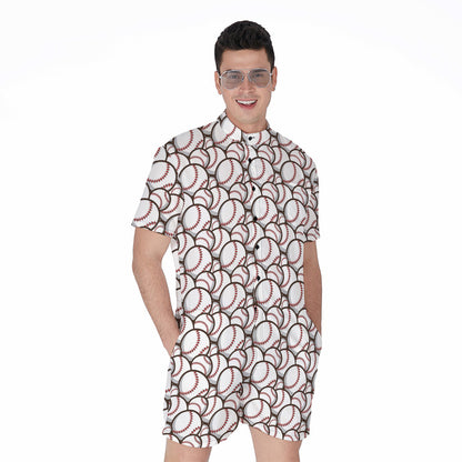 Baseballs Pattern Print Men's Rompers