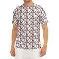 Baseballs Pattern Print Men's Short Sleeve Rash Guard