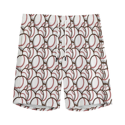 Baseballs Pattern Print Men's Sports Shorts
